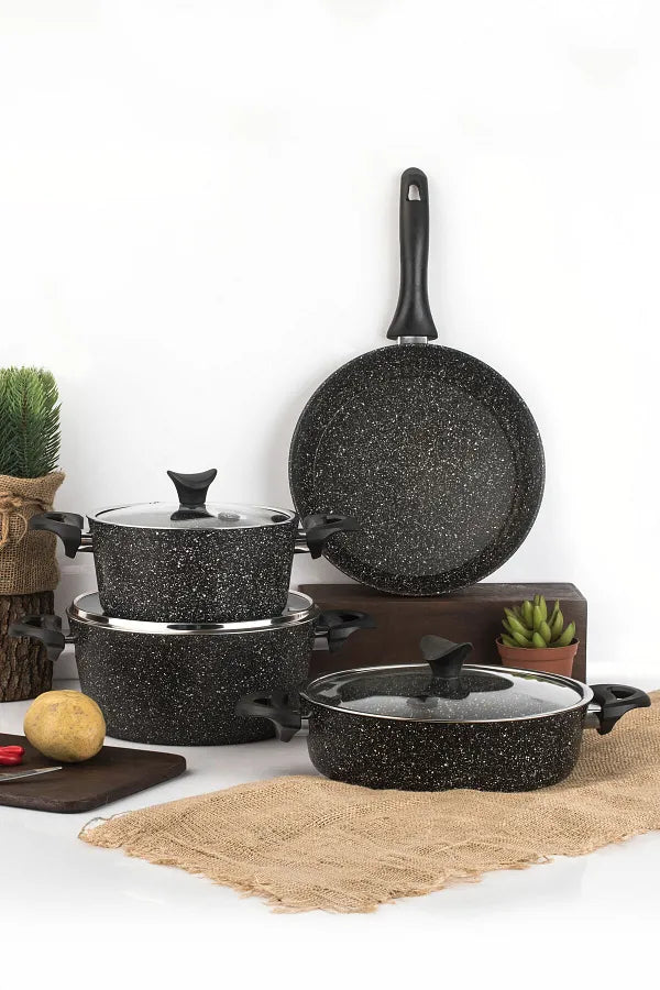 Taç Mastercook 7 Piece Granite Cookware Set Black
