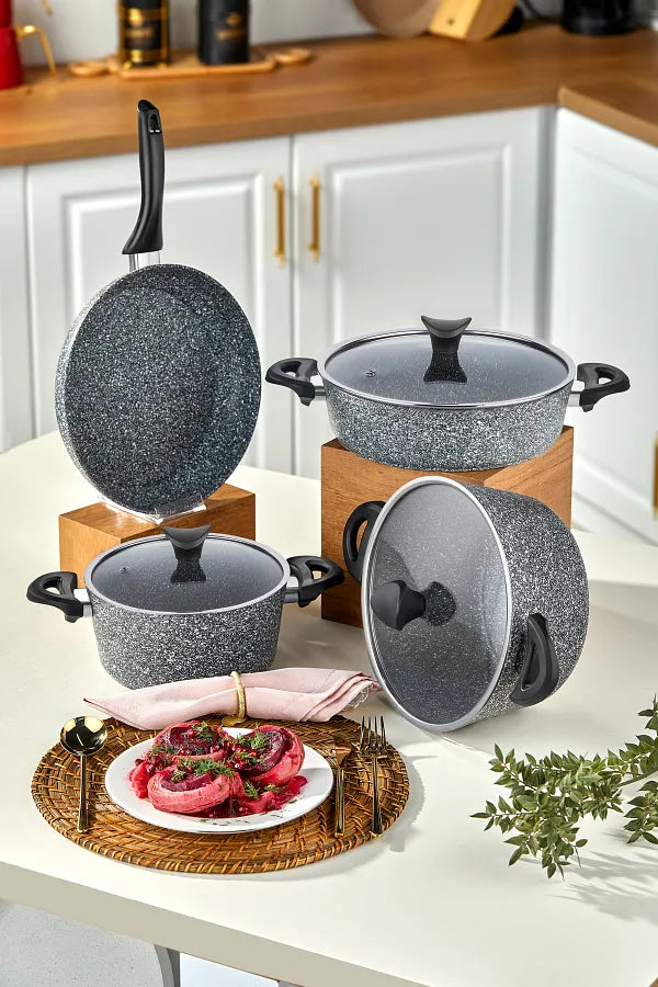 Taç Mastercook 7 Piece Granite Cookware Set Gray