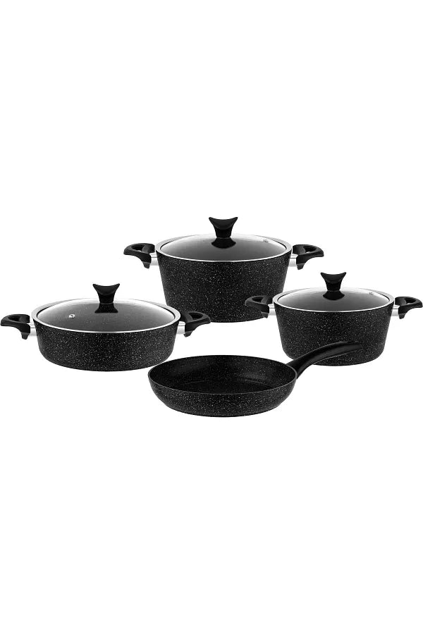 Taç Mastercook 7 Piece Granite Cookware Set Black