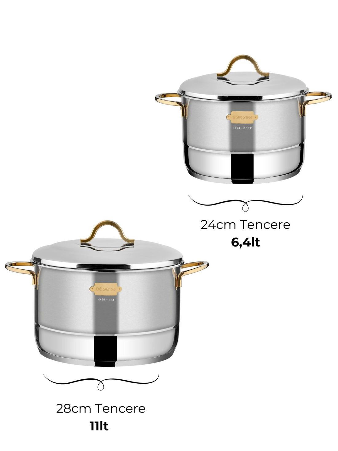 Bonera Nirvana 10 Pieces - Stainless Steel Cookware Set With Gold Detail